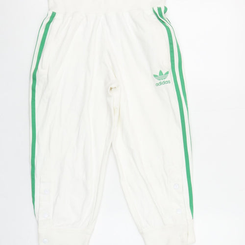 Adidas Women's White Track Pants Size 8 Elastic Waist Joggers