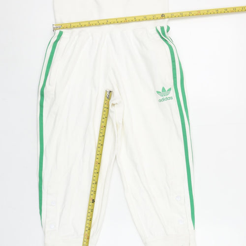 Adidas Women's White Track Pants Size 8 Elastic Waist Joggers