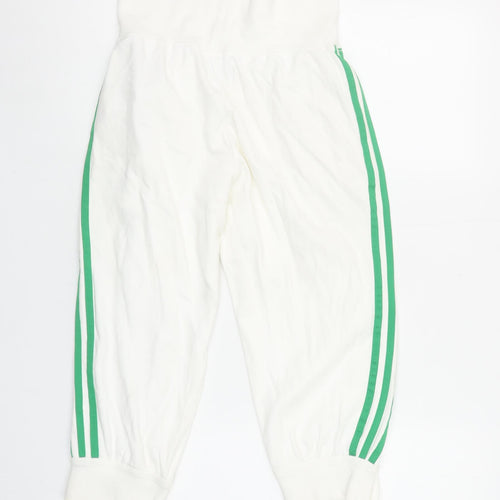 Adidas Women's White Track Pants Size 8 Elastic Waist Joggers