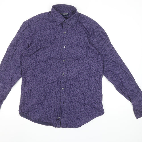 Blazer Men's Purple Floral Cotton Long Sleeve Casual Shirt M