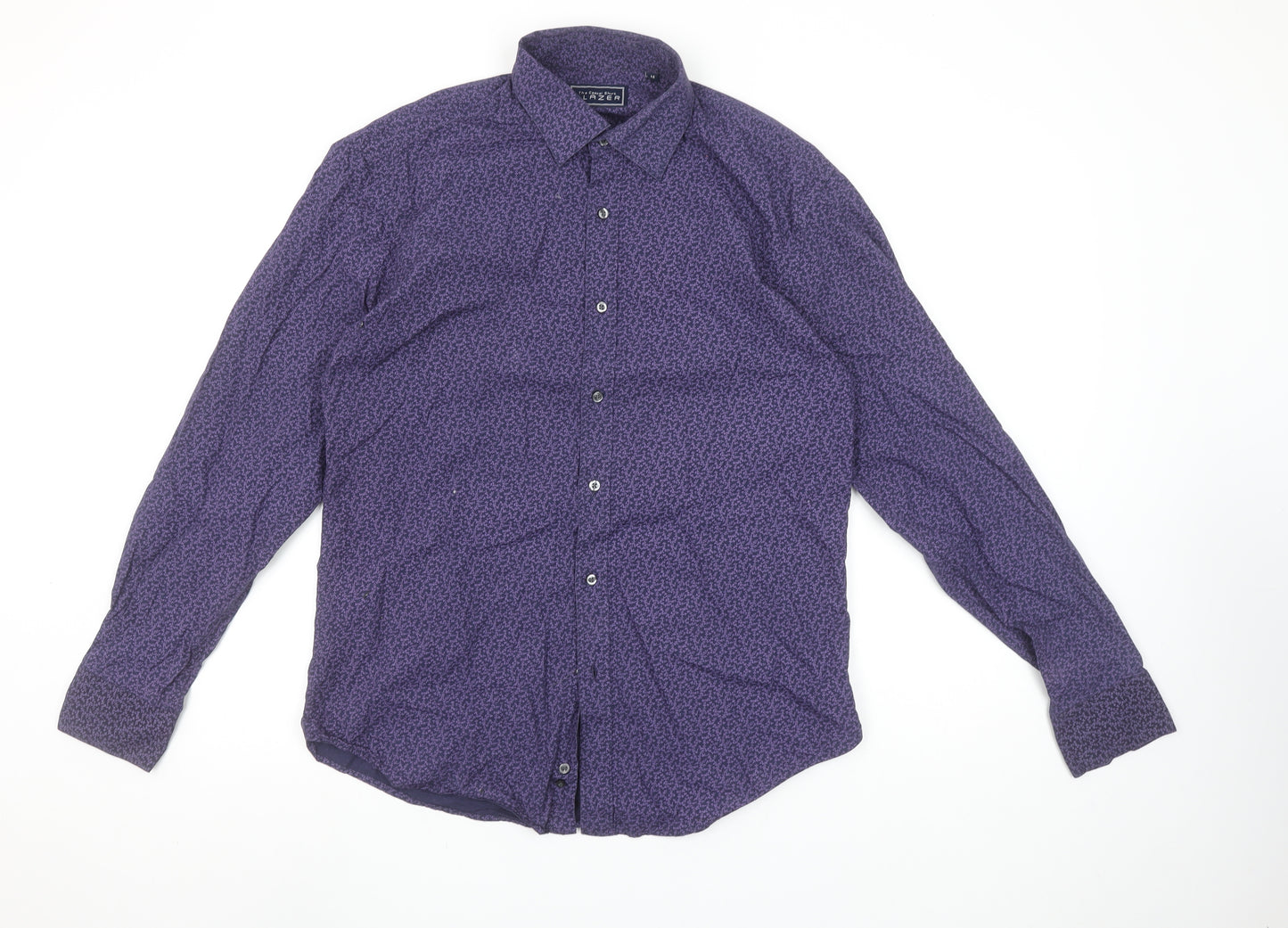 Blazer Men's Purple Floral Cotton Long Sleeve Casual Shirt M