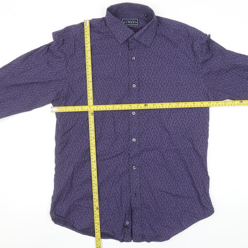 Blazer Men's Purple Floral Cotton Long Sleeve Casual Shirt M
