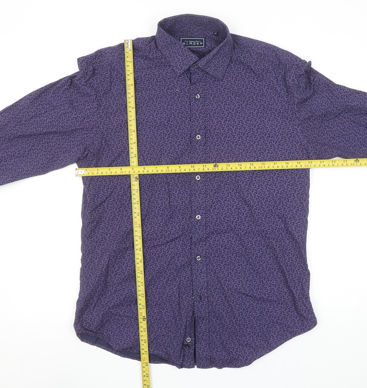 Blazer Men's Purple Floral Cotton Long Sleeve Casual Shirt M