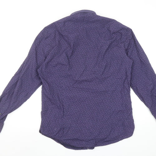 Blazer Men's Purple Floral Cotton Long Sleeve Casual Shirt M