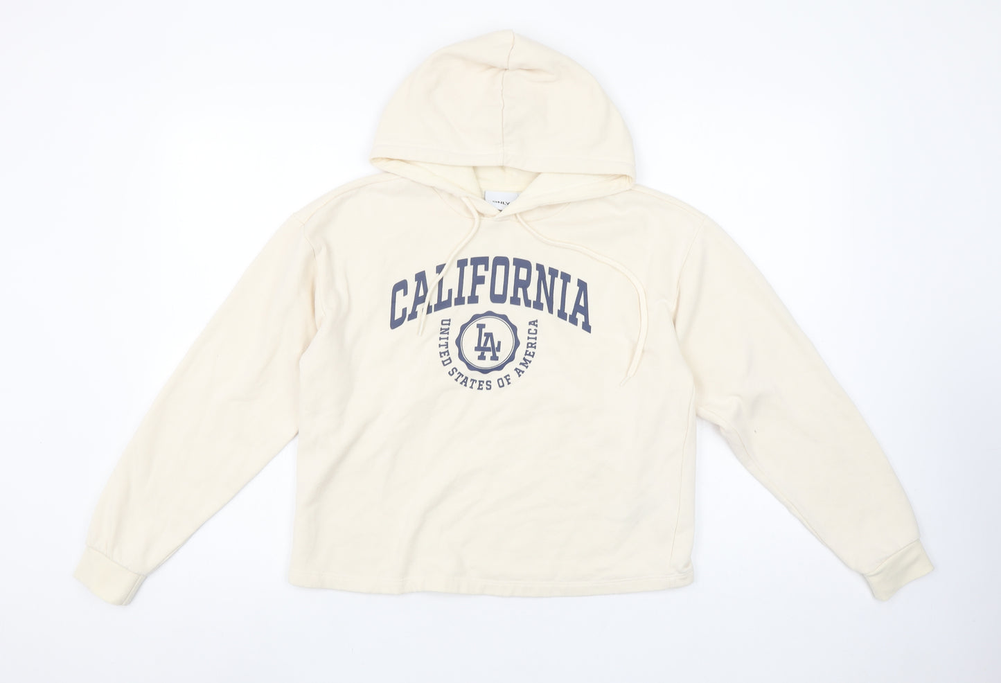 ONLY LIFE Women's Beige California LA Print Pullover Hoodie Size S