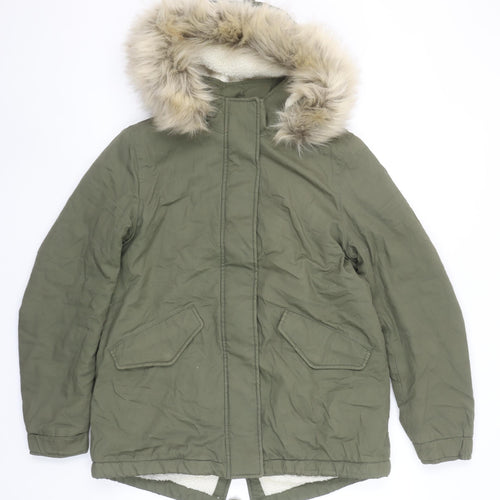 Marks and Spencer Women’s Green Faux Fur Hooded Parka Coat Size S