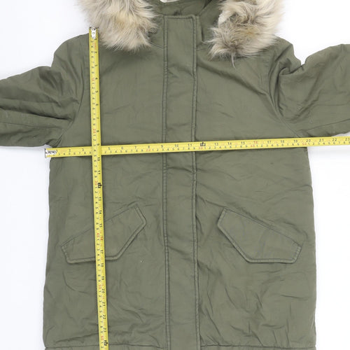 Marks and Spencer Women’s Green Faux Fur Hooded Parka Coat Size S