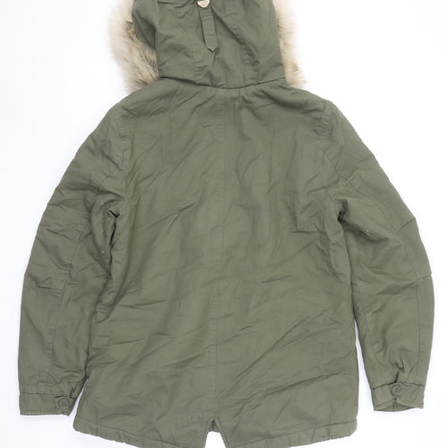 Marks and Spencer Women’s Green Faux Fur Hooded Parka Coat Size S