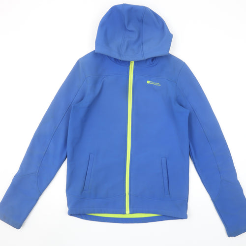 Mountain Warehouse Boys Blue Hooded Soft Shell Jacket 13 Years Water Resistant