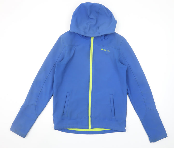 Mountain Warehouse Boys Blue Hooded Soft Shell Jacket 13 Years Water Resistant