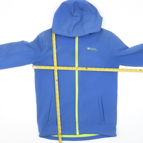 Mountain Warehouse Boys Blue Hooded Soft Shell Jacket 13 Years Water Resistant