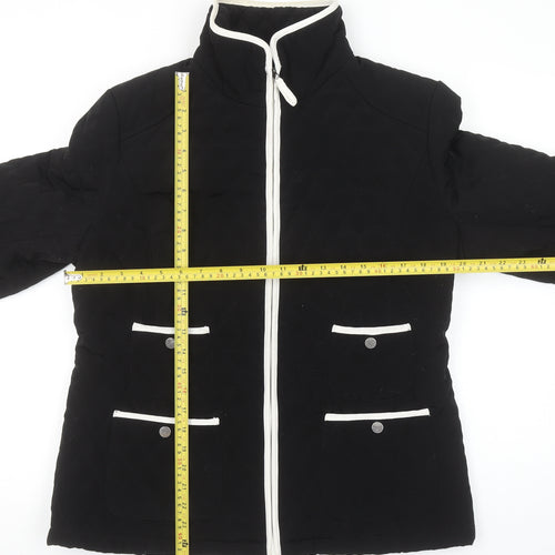 Gallery Women’s Black Quilted Mid-Length Jacket Size 14 Lined Zip Front