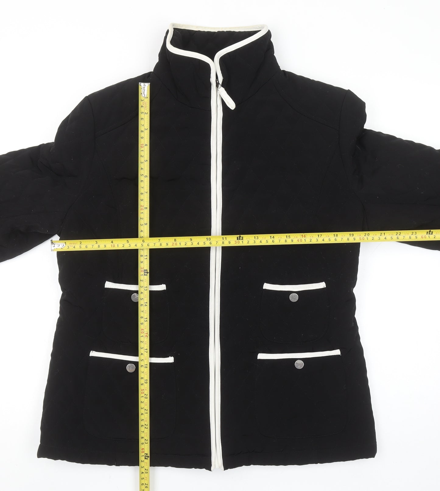 Gallery Women’s Black Quilted Mid-Length Jacket Size 14 Lined Zip Front