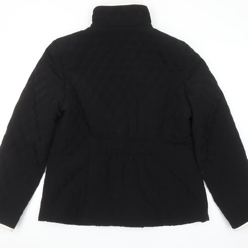 Gallery Women’s Black Quilted Mid-Length Jacket Size 14 Lined Zip Front