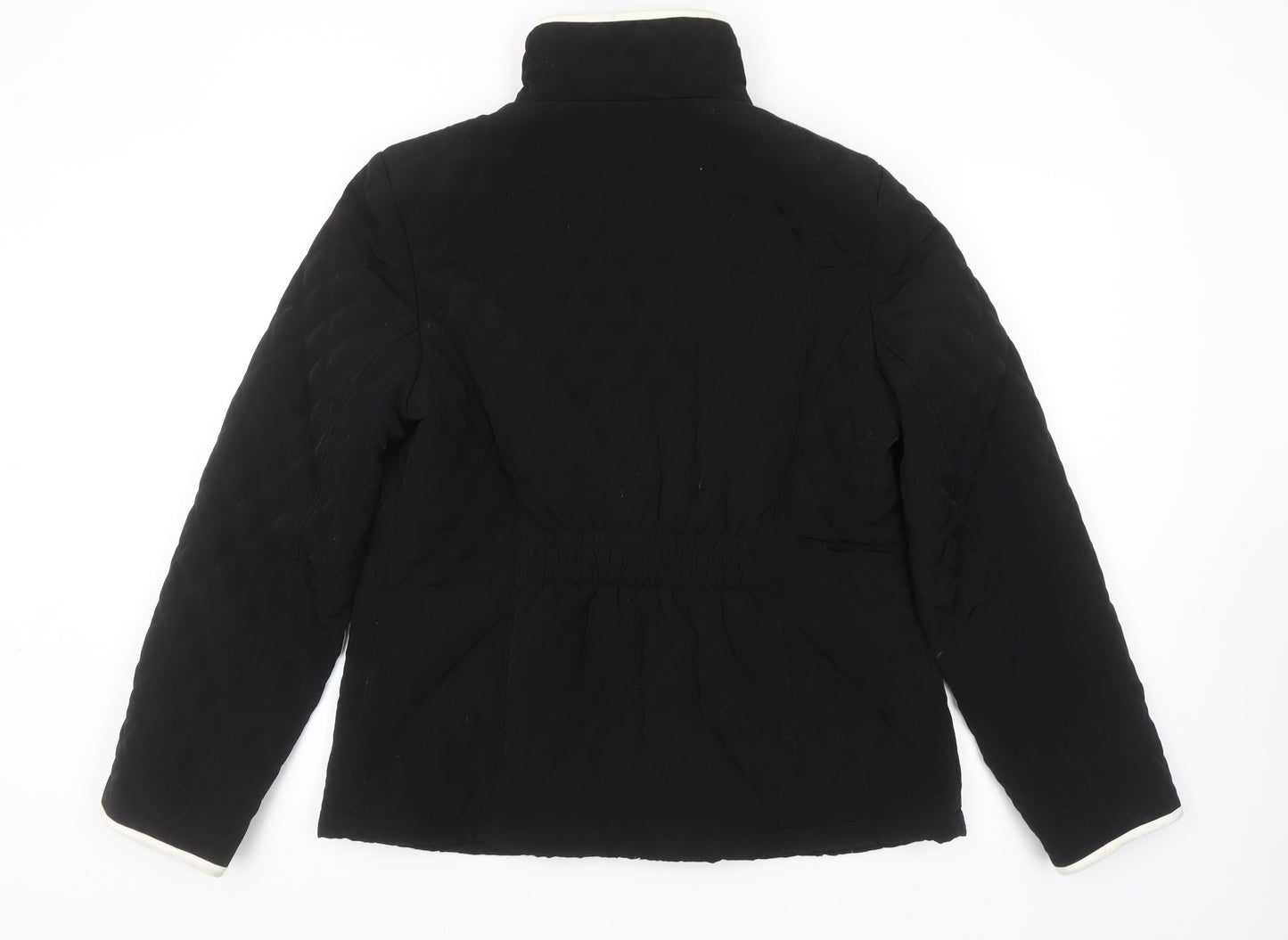 Gallery Women’s Black Quilted Mid-Length Jacket Size 14 Lined Zip Front