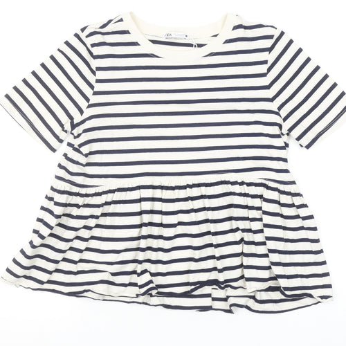 Zara Women Multicoloured Striped Relaxed Cotton Tunic T-Shirt S