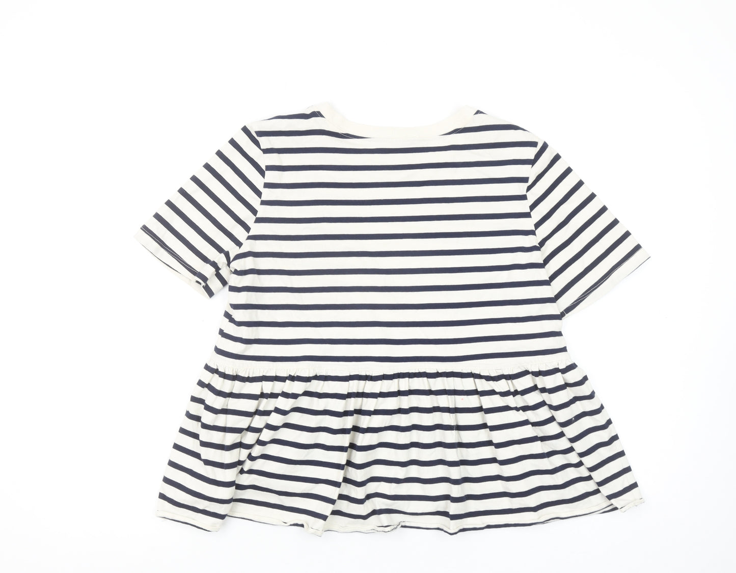 Zara Women Multicoloured Striped Relaxed Cotton Tunic T-Shirt S