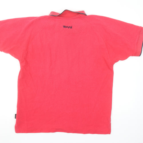 Toggi Men's Red Cotton Short Sleeve Polo Shirt Size M