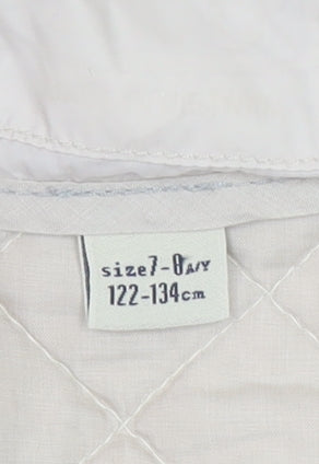 Massimo Dutti Girls Ivory Quilted Hooded Jacket 7 Years Full Zip Padded Coat