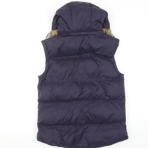 Denim Co. Womens Blue Faux Fur Hooded Puffer Gilet Size 10