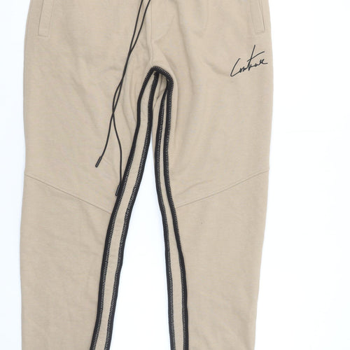 Couture Beige Womens Jogger Trousers M Regular Fit Zip Detail