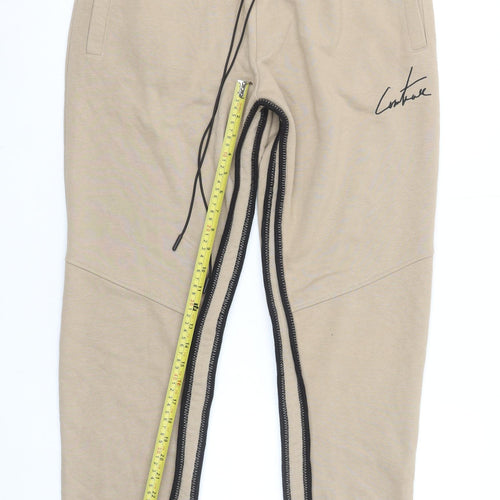 Couture Beige Womens Jogger Trousers M Regular Fit Zip Detail