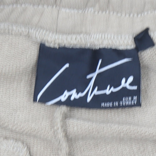 Couture Beige Womens Jogger Trousers M Regular Fit Zip Detail