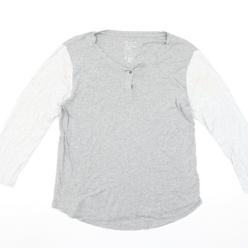Gap Women's Grey Henley 3/4 Sleeve Cotton Modal T-Shirt XL