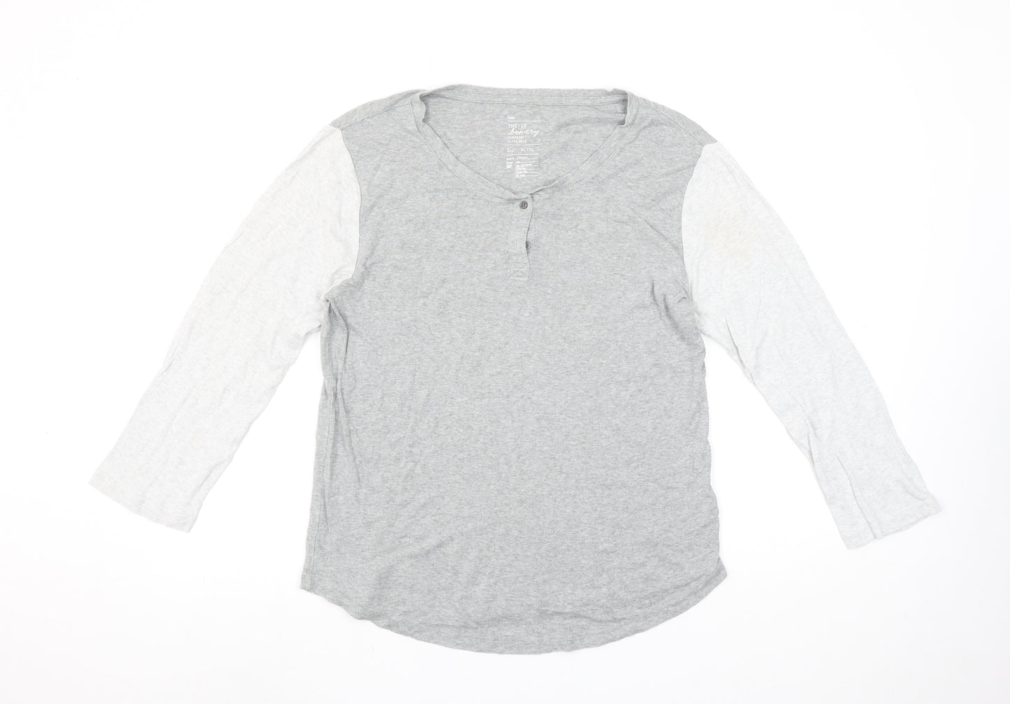 Gap Women's Grey Henley 3/4 Sleeve Cotton Modal T-Shirt XL