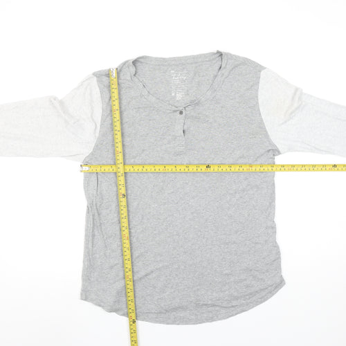 Gap Women's Grey Henley 3/4 Sleeve Cotton Modal T-Shirt XL