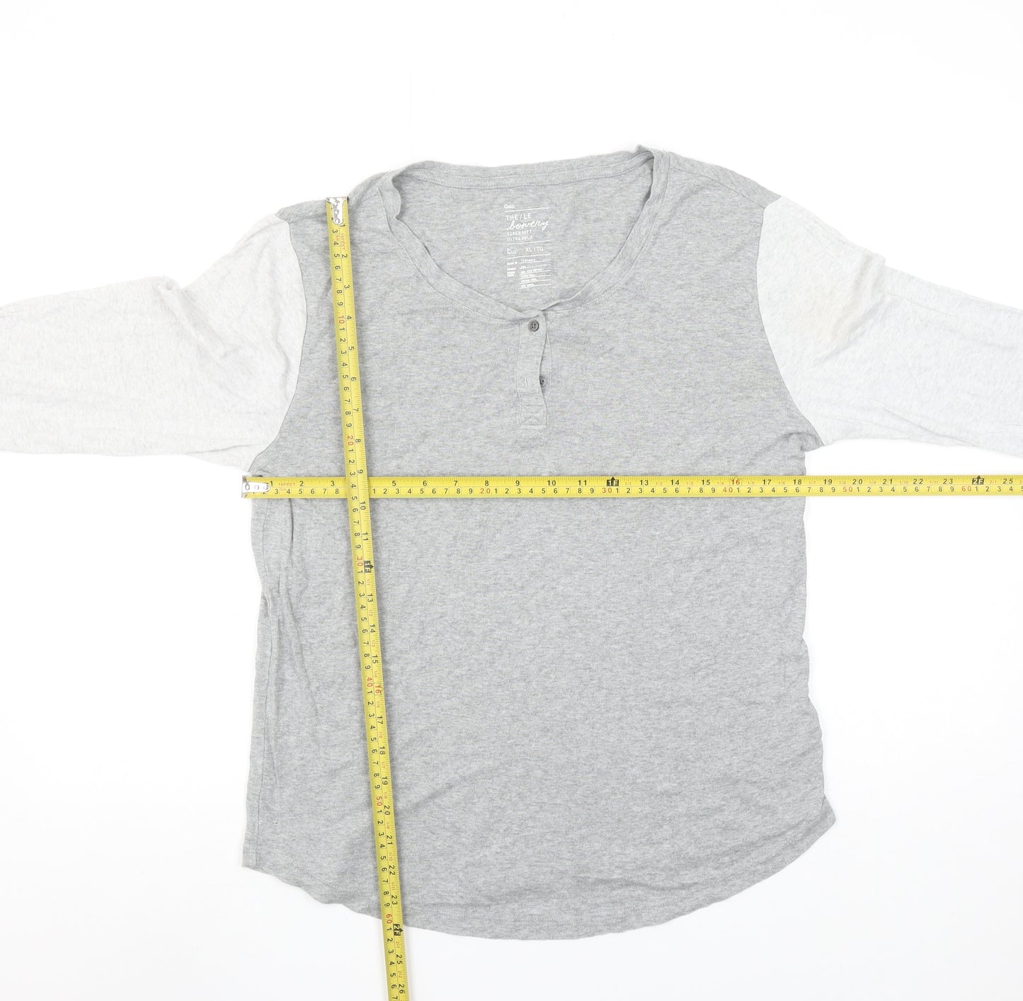 Gap Women's Grey Henley 3/4 Sleeve Cotton Modal T-Shirt XL