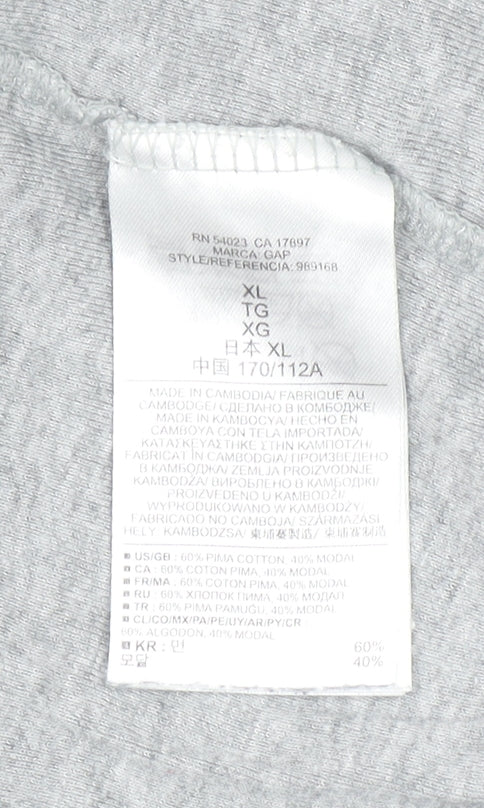 Gap Women's Grey Henley 3/4 Sleeve Cotton Modal T-Shirt XL