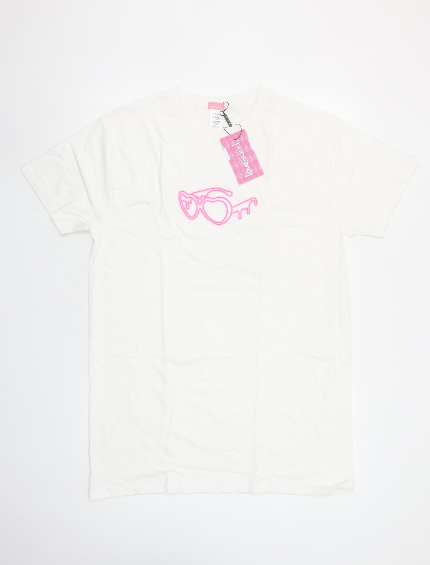 Love Island Womens White Cotton T-Shirt Size S Casual Summer Top
