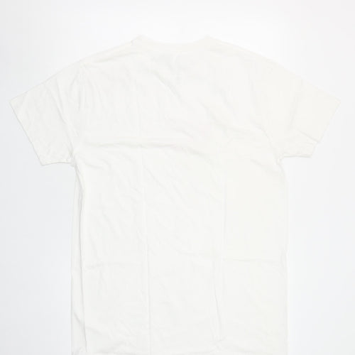Love Island Womens White Cotton T-Shirt Size S Casual Summer Top