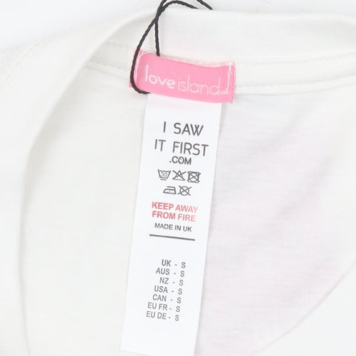 I Saw It First Love Island White Cotton Women’s T-Shirt Size S