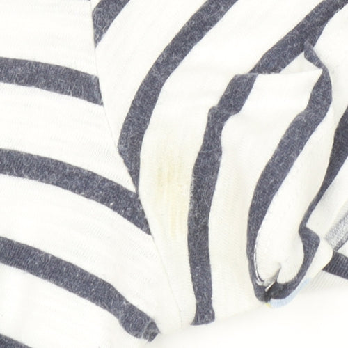Joules Women's White Striped Bee Embroidered Cotton T-Shirt UK 8