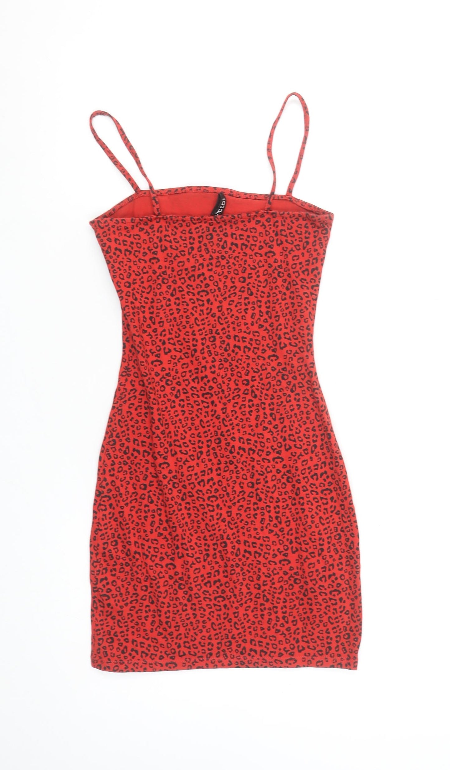 H&M Women Red Leopard Print Bodycon Mini Dress Size 6