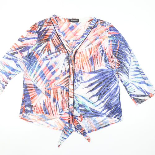 Roman Women’s Multicoloured Tropical Button Tie Front Blouse M