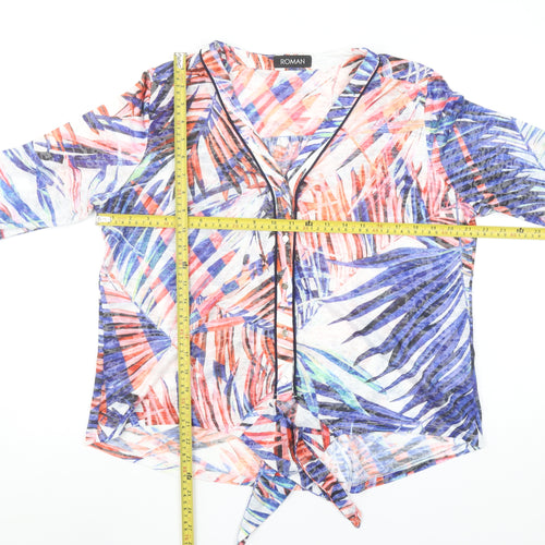 Roman Women’s Multicoloured Tropical Button Tie Front Blouse M