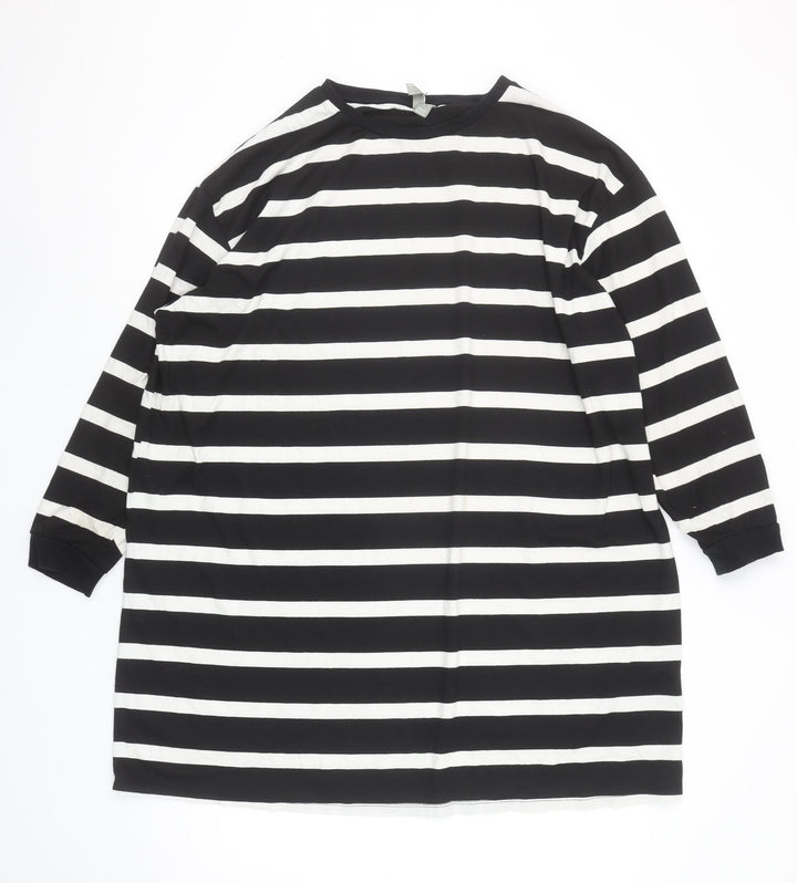 ASOS Women’s Black White Striped Long Sleeve Jersey T-Shirt UK 12