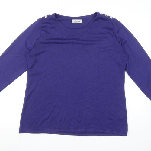 Alexara Women's Purple Button Shoulder 3/4 Sleeve Jumper Size 16