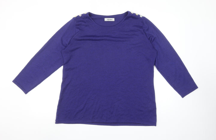 Alexara Women's Purple Button Shoulder 3/4 Sleeve Jumper Size 16