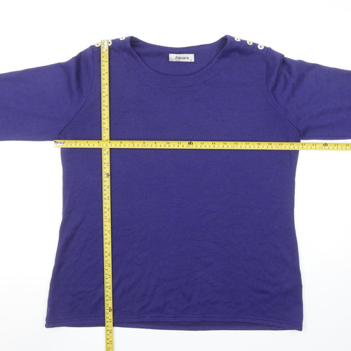 Alexara Women's Purple Button Shoulder 3/4 Sleeve Jumper Size 16