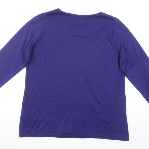 Alexara Women's Purple Button Shoulder 3/4 Sleeve Jumper Size 16