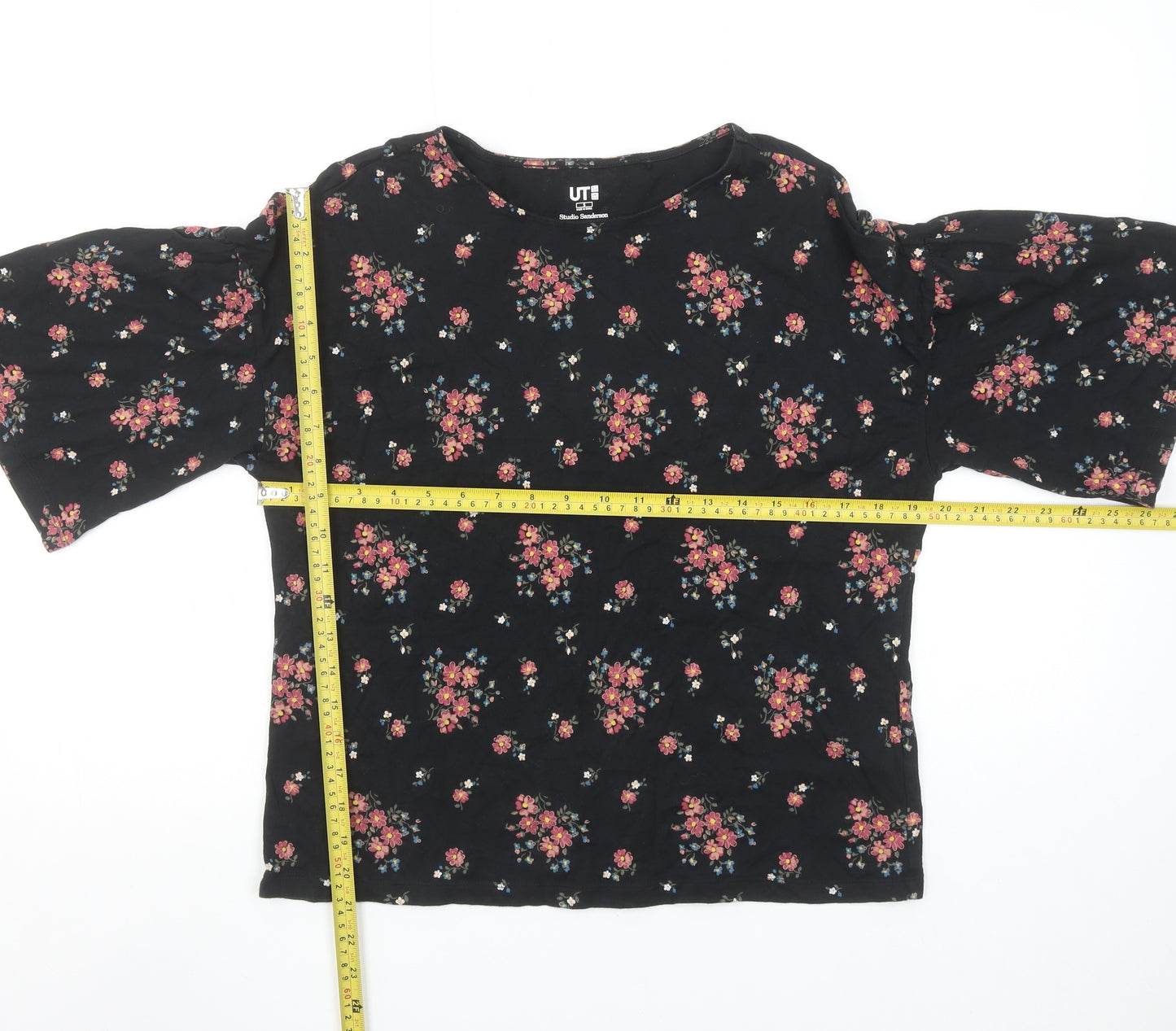 Uniqlo Women’s Black Floral Cotton Short Sleeve T-Shirt S
