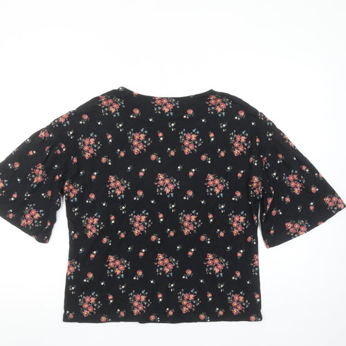 Uniqlo Women’s Black Floral Cotton Short Sleeve T-Shirt S