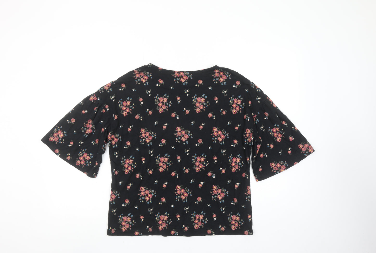 Uniqlo Women’s Black Floral Cotton Short Sleeve T-Shirt S