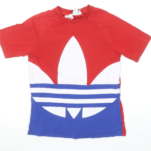 Adidas Boys Red Blue Trefoil Logo Short Sleeve T-Shirt 12-13 Years