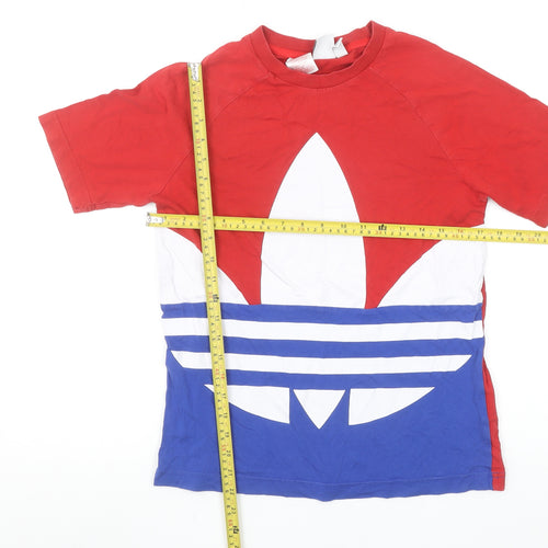 Adidas Boys Red Blue Trefoil Logo Short Sleeve T-Shirt 12-13 Years