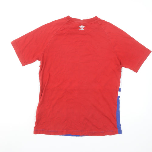 Adidas Boys Red Blue Trefoil Logo Short Sleeve T-Shirt 12-13 Years